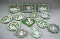 Thirteen Assorted Continental Green Jasperware Plaques