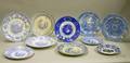 Ten Assorted English Blue and White Transfer Decorated Staffordshire Plates