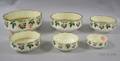 German Set of Six Nesting Stenciled Cherries Decorated Ceramic Bowls