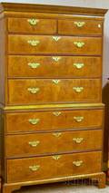English Georgianstyle Oak and Walnut Veneer Chest on Chest