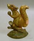 Painted Cast Iron Squirrel with Nut Doorstop