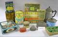 Group of Vintage Kitchen Ware Advertising Items and Light Bulbs