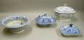 Four Pieces of English Blue and White Transfer Decorated Staffordshire Tableware