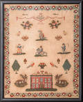 English wool on linen needlework dated 1840