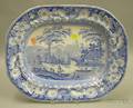 English Light Blue and White Wild Rose Pattern Staffordshire Platter