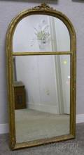 Continental Giltwood and Gesso Divided Mirror with Cut Glass Basket of Flowers Tablet