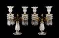 Pair Regency Cut Glass  Gilt Bronze Candelabras