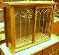 Leaded Glass TwoDoor Walnut Cabinet