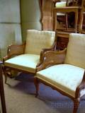 Pair of Louis XV Style Caned and Upholstered Beechwood Armchairs and Sofa Suite