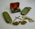 Pair of Shagreen Covered Opera Glasses and Two Shagreen EyeGlass Cases Containing Spectacles