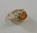 14k Gold Citrine and Diamond Ring