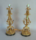 Pair of gilt metal table lamps