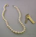 15 12 in Cultured Pearl Necklace and a 14kt Gold Tiffany  Co Key Cover