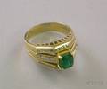 18kt Gold Emerald and Diamond Ring