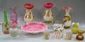 Thirteen Victorian and Miscellaneous Glass and Porcelain Table Items