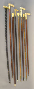Eight ivory grip canes