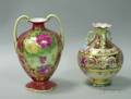 Two Nippon Handpainted Floral Decorated Porcelain Vases