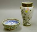 Japanese Porcelain Vase and a Chinese Porcelain Footed Bowl