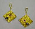 Pair of Artistdesigned 18kt Gold and Colored Stone Enhancers