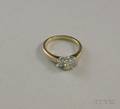 14kt Gold and Oval Diamond Solitaire