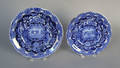 Two Historical blue Staffordshire plates depicting America and Independence
