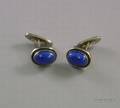 Pair of Georg Jensen Denmark Lapis and Sterling Silver Cuff Links