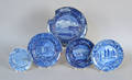 Historical blue Staffordshire plates depicting the Erie Canal