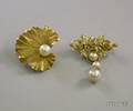 Two Gold and Pearl Brooches