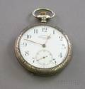 1930s Era 800 Silver Moeris Tramway Openface Pocket Watch