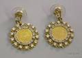 Pair of 14kt Gold Mexican Coin and Diamond Earpendants