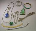 Group of Mostly Sterling Silver and Hardstone Jewelry Items