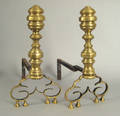 Pair of Federal brass andirons ca 1820