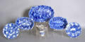 Seven pcs of blue spongeware