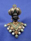 Onyx and Gemset Blackamoor Brooch G Nardi