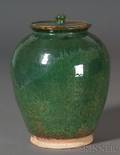 Greenglazed Redware Covered Jar