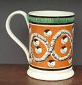 Mochaware Quart Mug with Earthworm and Catseye Decoration