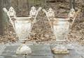 Pair of White Painted Aesthetic Style Cast Iron Urns