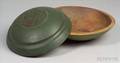 Two Greenpainted Turned Wooden Bowls