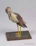 Carved and Painted Preening Yellowlegs Shore Bird Figure