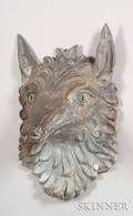 Molded Sheet Zinc Head of a Fox or Wolf