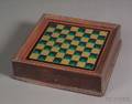 Mahogany and Reversepainted Glass Game Board Box