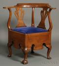 Chippendale Walnut Carved Roundabout Chamber Chair