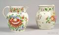 Two Polychrome Floral Decorated Creamware Jugs