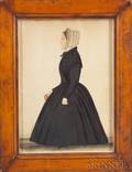 American School 19th Century Small Portrait of a Woman Wearing a Black Dress
