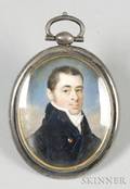 Portrait Miniature of a Gentleman Wearing a Dark Blue Jacket