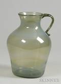 Olive Green Blown Glass Pitcher