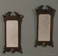 Pair Chippendale Walnut Mirrored Wall Sconces