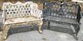 Two Gothic Pattern Cast Iron Garden Seats