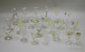 Twentyone Assorted Early Colorless Glass Stems and Small Glasses and a Decanter