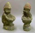 Pair of Polychrome Painted Cast Stone Figures of Black Boys